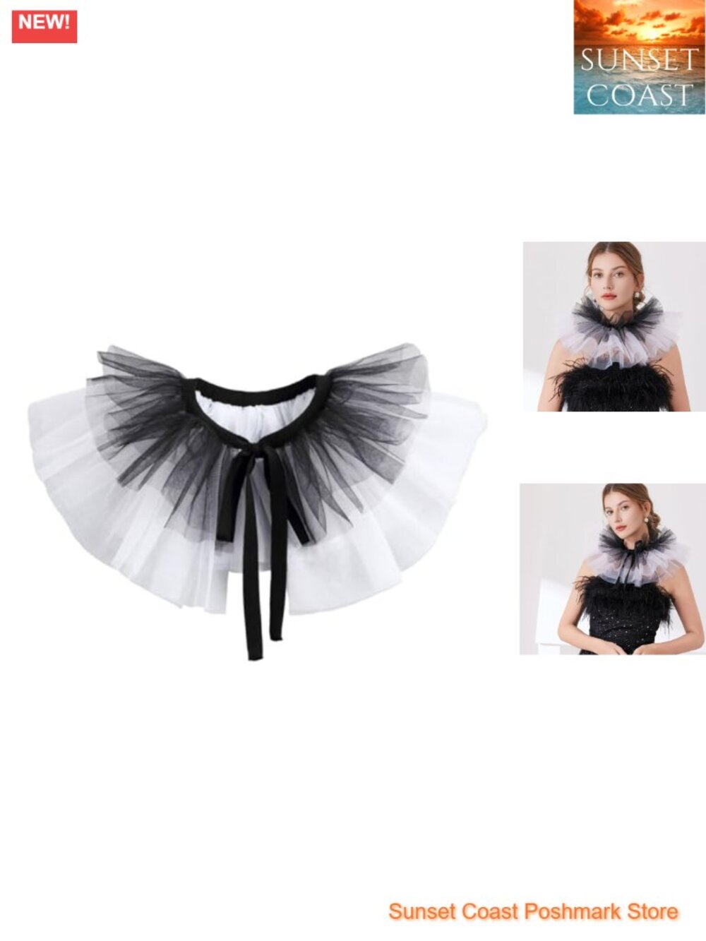 Victorian Tulle Ruffled Collar Layered Mesh Neck Ruffle Costume Accessory